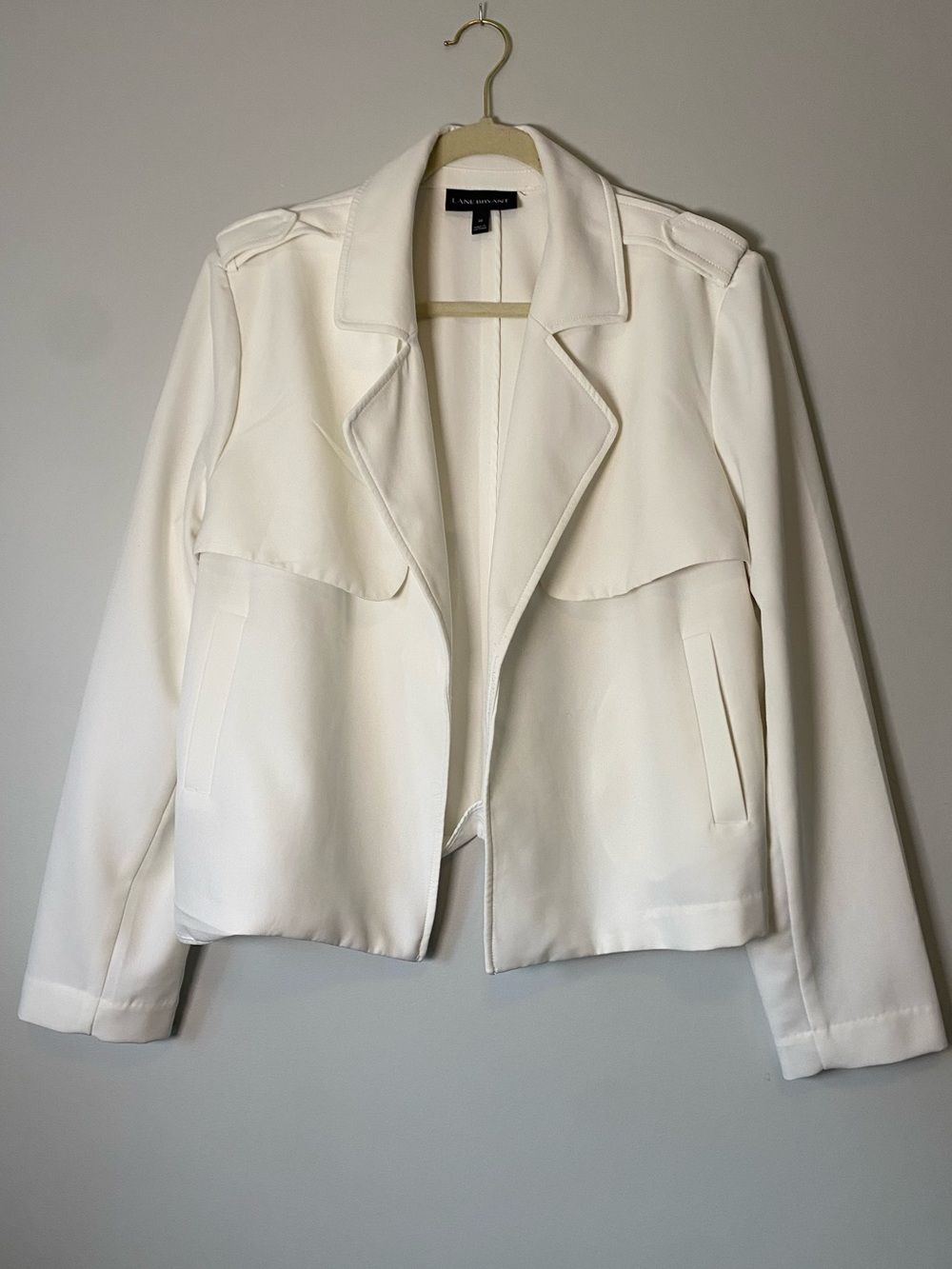Lane Bryant White/ Ivory Faux-Leather-Style Moto Blazer — Size 20